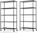 Simple Deluxe Heavy Duty 5-Shelf Storage Shelving Unit, 1250lbs Loading Capacity, 29.92" D x 13.98" W x 61.09" H, Black, 2 Pack
