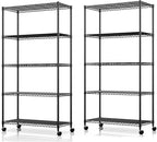 Simple Deluxe Heavy Duty 5-Shelf Storage Shelving Unit, 1250lbs Loading Capacity, 29.92" D x 13.98" W x 61.09" H, Black, 2 Pack