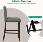 COSTWAY Bar Stools Set of 2, 25.5” Linen Fabric Armless Counter Height Chair with Back, Kitchen Island Breakfast Chair for Dining Room, Party Room & Restaurant (2, Grey)
