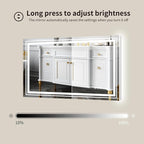 WTTY LED Bathroom Mirror with Backlit and Front Light,40"x24",Stepless Dimmable LED Mirror for Bathroom,Anti-Fog Lighted Bathroom Vanity Mirror Modern for Wall,Memory Function,Shatter-Proof