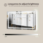 WTTY LED Bathroom Mirror 55"x36" with Back and Front Light,Modern LED Mirror for Bathroom,Stepless Dimmable Lighted Bathroom Vanity Mirror with Anti-Fog,Memory Function,Shatter-Proof