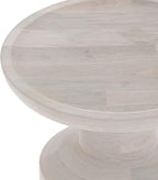 SIMPLIHOME Haynes End Table - 16 inch Wide Solid Mango Wood Round Accent Table with Sculptural Pedestal Base in White Wash, Boho Nightstand or Lamp Stand for Living Room or Bedroom, Assembled