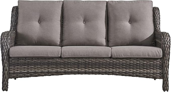 HUMMUH Patio Furniture 6 Pieces Outdoor Furniture Set Wicker Outdoor Sectional Sofa with Swivel Rocking Chairs,Patio Ottomans,Patio Coffee Table