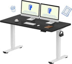 FLEXISPOT EN1 One Piece Standing Desk, 55 x 28 Inch Desktop Electric Adjustable Height Desk for Home Office and Computer Workstation (White Frame + Black Top, 2 Packages)