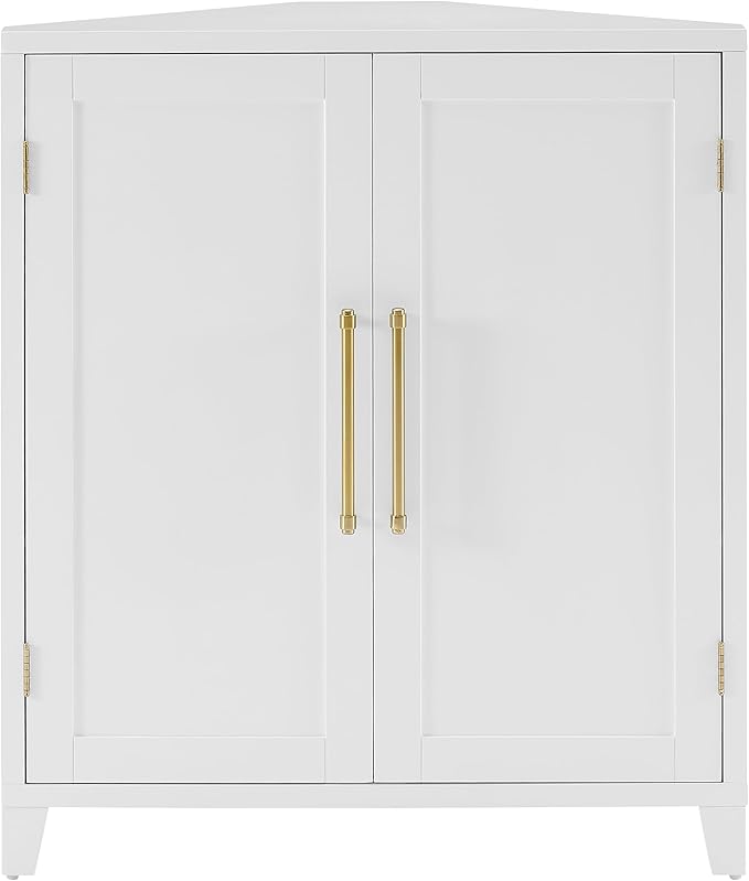 Crosley Furniture Roarke Stackable Corner Pantry Storage Cabinet with Shelves, Kitchen, Dining, Laundry, White
