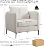 Velvet Accent Chairs Set of 2, Comfy Upholstered Single Sofa Chair Mid-Century Modern Armchair with Thick Cushion and Wood Frame Side Chair for Living Room Bedroom Apartment (Ivory)