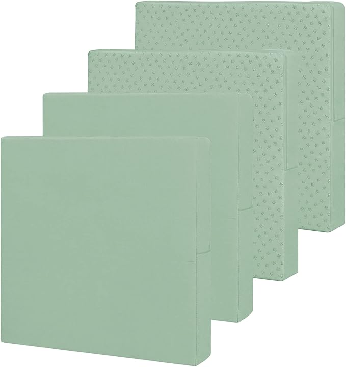 Easy-Going Waterproof Patio Cushion Covers 24x22x4 inch 4 Pack Replacement Non-Slip Outdoor Seat Cushion Slipcover with Zipper. Greyish Green