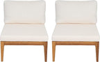 Christopher Knight Home Suri Set of 2 Acacia Wood Lounge Chair Outdoor, Contemporary Accent Chair Set with Weather Resistant Cushion, Deep Seating Armless, Comfy Patio Chairs, Teak + Cream