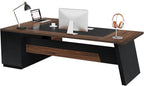 Tribesigns 78" L-Shaped Executive Desk, Large Office Desk with Drawers and Lateral File Cabinet, Business Furniture with Storage Shelves, Modern Computer Desk for Home Office, Walnut & Black