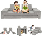Modular Kids Play Couch,Kid Couches for Toddler & Children,Child Sectional Sofa Fort Building for Playroom Furniture,Convertible Sofa for Boys & Girls, Grey