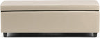 SIMPLIHOME Avalon 48 inch Wide Contemporary Rectangle Storage Ottoman Bench in Satin Cream Vegan Faux Leather, Assembled, for the Living Room, Entryway and Family Room