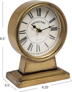 Creative Co-Op Vintage Metal Mantel Clock, Gold Finish
