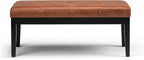 SIMPLIHOME Lacey 41 inch Wide Contemporary Rectangle Tufted Ottoman Bench in Distressed Saddle Brown Vegan Faux Leather, Assembled, For the Living Room and Bedroom