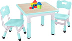 FUNLIO Kids Table and 2 Chairs Set, Height Adjustable Toddler Table and Chair Set for Ages 3-8, Easy to Wipe Arts & Crafts Table, for Classrooms/Daycares/Homes, CPC & CE Approved (3pcs Set) - Green