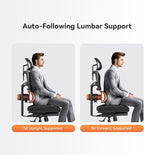 Newtral Ergonomic Office Chair with Fully Adaptive Lumbar Support, 136°Tilt Function, Computer Desk Chair with Soft 4D Armrest, Adjustable Headrest (Supreme Without Laptop Tray, Black)