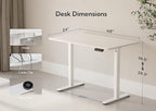 Claiks Electric Standing Desk, Adjustable Height Stand up Desk, 48x24 Inches Sit Stand Home Office Desk with Splice Board, White Frame/White Top