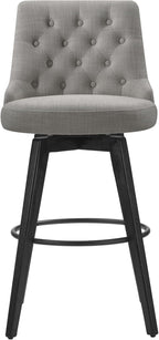 Watson & Whitely Bar Stools, 360° Swivel Upholstered Bar Stool with Back, 30" H Bar Height Barstools, Set of 2, Performance Fabric in Flint Grey