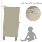WAMPAT Storage Cabinet for Living Room, 32.4" H Freestanding Wood Accent Cabinets Floor Cupboard with Drawer, Door, and Adjustable Shelf for Dining Room, Kitchen, Entryway, Beige Linen Texture Finish