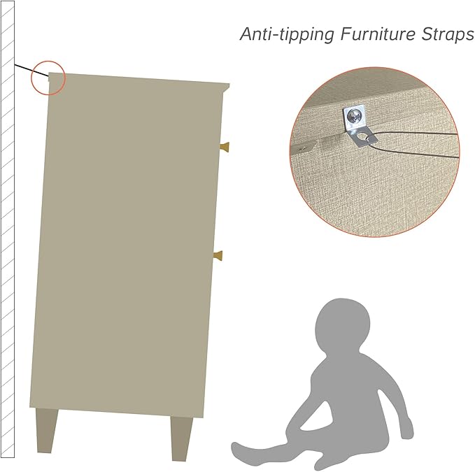 WAMPAT Storage Cabinet for Living Room, 32.4" H Freestanding Wood Accent Cabinets Floor Cupboard with Drawer, Door, and Adjustable Shelf for Dining Room, Kitchen, Entryway, Beige Linen Texture Finish