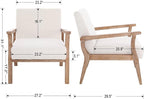 Mid Century Modern Accent Chair Set of 2, Linen Upholstered Living Room Accent Armchair with Wood Frame, Farmhouse Chair for Living Room Bedroom, Ivory