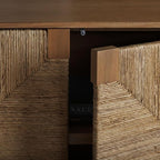 SAFAVIEH Couture Collection Roseanne Natural Banana Stem 4-Door Sideboard Buffet Storage Table, Ideal for Dining Room, Living Room, Entryway, Bedroom, Home Office
