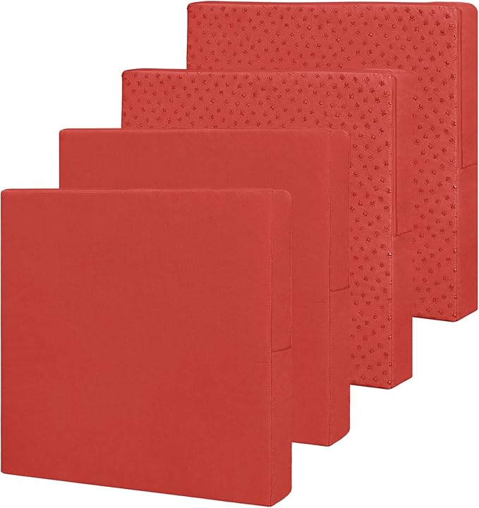 Easy-Going Waterproof Patio Cushion Covers 24x24x4 inch 4 Pack Replacement Non-Slip Outdoor Seat Cushion Slipcover with Zipper. Terra Red