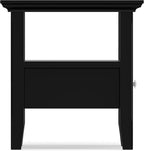 SIMPLIHOME Acadian 19-inch Wide Solid Wood End Table with Drawer and Open Shelf in Black for Living Room, Bedroom, or Entryway