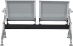Kinsuite 2-Seat Reception Chairs - Waiting Room Chairs with Arms & Stainless Steel Frame, Waiting Room Bench Lobby Chairs for Office Airport Bank Hospital, Silver