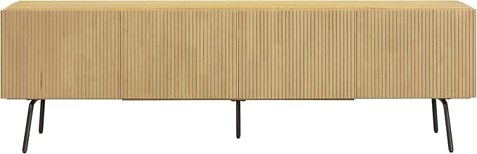 NTC Veil TV Stand with 4 Doors for TVs up to 75’’, Media Console with Vertical Groove Design and Metal Legs, Modern Entertainment Center for Living Room and Bedroom, Effortless Assembly, Sand