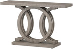 Tribesigns 55 inches Console Table with Geometric Base, Farmhouse Hallway Table, Wooden Entryway Sofa Table, Unique Long Accent Table for Decoration and Organization (Grey)