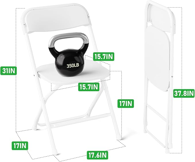 Folding Chairs 30 Pack,White Folding Chair for Outdoor Use,Heavy Duty 350lb Capacity Portable Event Chairs with Steel Frame,Wedding Party Office Dining (No Assembly Required)