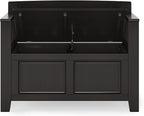 SIMPLIHOME Amherst Entryway Storage Bench - 36 inch Wide Solid Wood Small Hallway Seat in Hickory Brown, Transitional Bench for Entryway or Living Room with Lift-Up Lid and Compact Storage