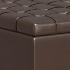 SIMPLIHOME Harrison 30 inch Wide Transitional Square Small Coffee Table Storage Ottoman in Chocolate Brown Vegan Faux Leather, Assembled, for The Living Room and Bedroom