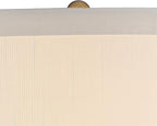 Possini Euro Design Karen Modern Table Lamp 36" Tall with USB Dimmer Dark Gold Glass Column Off White Fabric Drum Shade for Bedroom Living Room House Bedside Nightstand Home Office Entryway Family
