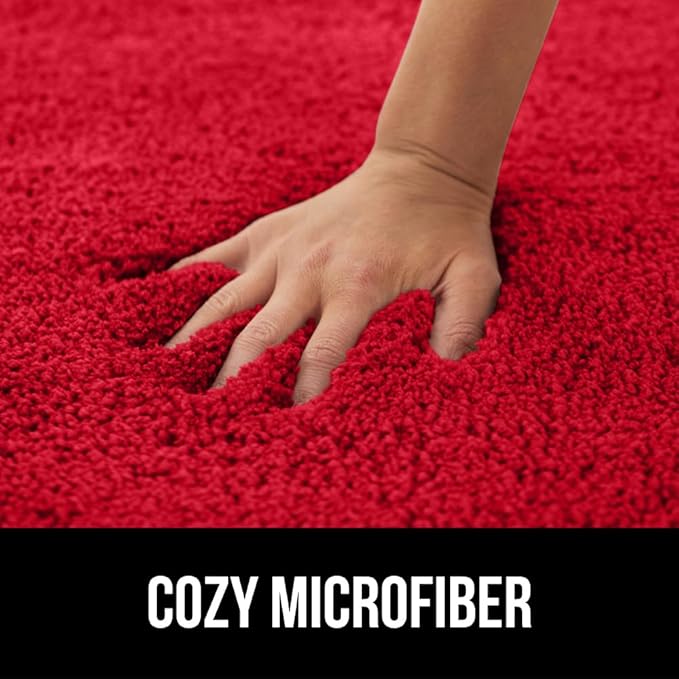 GORILLA GRIP Bathroom Rugs, 30x20, Ultra Soft Absorbent Mat, Thick Plush Bath Rug, Machine Washable, Microfiber Quick Dry, Mats for Shower, Bathtub and Floor, Home Decor Accessories, Red