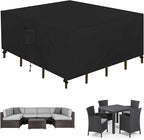 Easy-Going Square Patio Furniture Cover Waterproof Outdoor Dining Table and Chair Cover Anti-UV Outside Sectional Sofa Set Covers (126"L x 126"W x 32"H, Black)