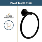 Franklin Brass Woodruff 4-Piece Bathroom Set Matte Black 18" + 6" Towel Rack, Toilet Paper Holder, Hand Towel Holder, Hook | 4-Piece Bath Hardware Accessories Set WDRF64-MB