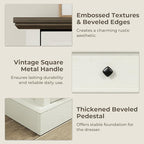 Farmhouse 7 Drawer Dresser for Bedroom, 54" Wide Wooden Dresser with Natural Texture & Vintage Metal Knobs, Large Chest of Drawers for Bedroom, Living Room, Hallway, Antique White