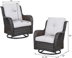 HUMMUH 6 Piece Patio Furniture Set PE Wicker Rattan 3-Seat Outdoor Sectional Sofa with Love Seats,Patio Swivel Chairs,Ottomans Conversation Sets for Garden, Poolside, Backyard