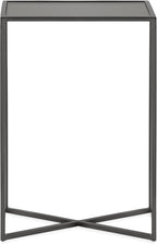 Kate and Laurel Jaspur Modern Narrow End Table, 16 x 8 x 24, Tinted Glass and Gray Metal, Decorative Contemporary Glass and Metal Side Table for Use as Bedroom Nightstand or Living Room Accent
