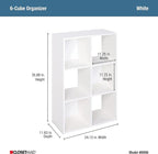 Closetmaid Decorative Home Stackable 6 Cube Cubeicals Organizer Storage Bookcase, with Hardware for Office, Home and Closet, White