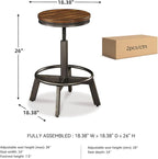 Signature Design by Ashley Torjin Industrial 24" Adjustable Height Barstool, 2 Count, Brown