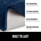 GORILLA GRIP Bathroom Rugs, 30x20, Ultra Soft Absorbent Mat, Thick Plush Bath Rug, Machine Washable, Microfiber Quick Dry, Mats for Shower, Bathtub and Floor, Home Decor Accessories, Navy Blue