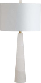 SAFAVIEH Lighting Collection Delilah Alabaster White 30-inch Bedroom Living Room Home Office Desk Nightstand Table Lamp (LED Bulb Included)