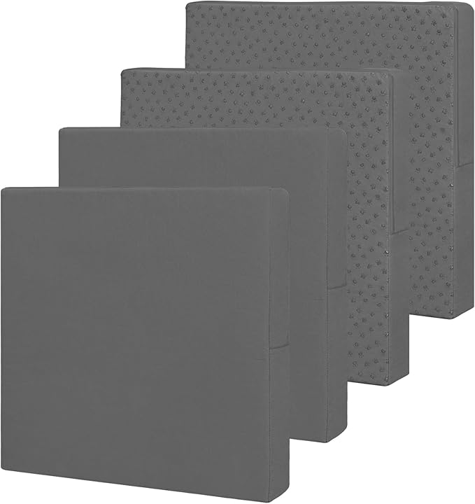 Easy-Going Waterproof Patio Cushion Covers ONLY Cover 24x24x4 inch 4 Pack Replacement Non-Slip Outdoor Seat Cushion Slipcover with Zipper. Dark Gray