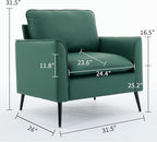 YISHENG Mid-Century Modern Living Room Accent Chairs Set of 2 - Oversized Faux Leather Armchairs with Removable Cushions & Metal Legs, Comfortable Sofas for Office/Lounge/Bedroom/Reception,Green