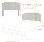 Queen Size Headboard Only, Linen Wall Mounted Headboard Queen/Full Size for Adjustable Bed, Modern Vertical Channel Design with Curved Tufted Upholstered Head Board, Linen Gray