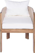 Christopher Knight Home Matera Dining Chair Set of 2, Acacia Wood Outdoor Accent Chair, Farmhouse Patio Kitchen Side Chair, Comfy Reading Chair, Round Backrest and Water Resistant Cushion,Teak+ Beige