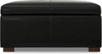 SIMPLIHOME Gabbie 36 inch Wide Contemporary Square Square Coffee Table Storage Ottoman in Midnight Black PU Black Faux Leather, Assembled, for The Living Room, Entryway and Family Room