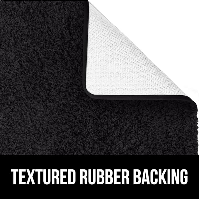 GORILLA GRIP Bathroom Rugs, 30x20, Ultra Soft Absorbent Mat, Thick Plush Bath Rug, Machine Washable, Microfiber Quick Dry, Mats for Shower, Bathtub and Floor, Home Decor Accessories, Black